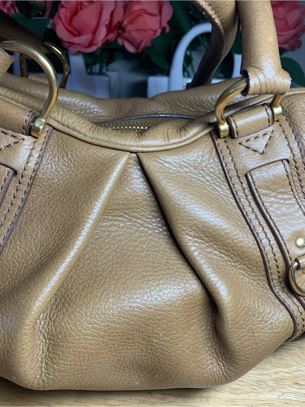 Classic Tan Leather Women's Satchel